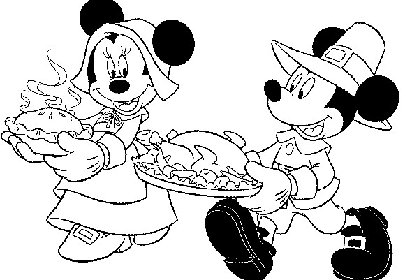 600x401 Mickey And Minnie Thanksgiving Coloring Pages Coloring Page