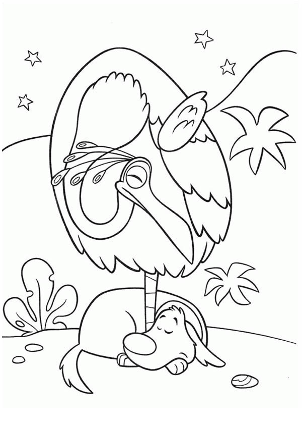 Kevin The Bird And Dug The Dog In Disney Up Coloring Page 600x840 Kevin The Bird And Dug The Dog In Disney Up Coloring Page