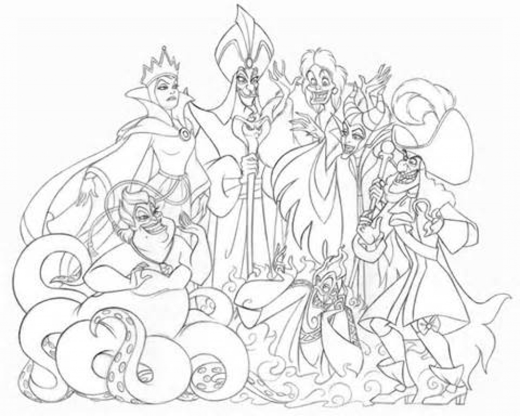 1024x819 Disney Villains Coloring Pages Free Cooloring Intended For