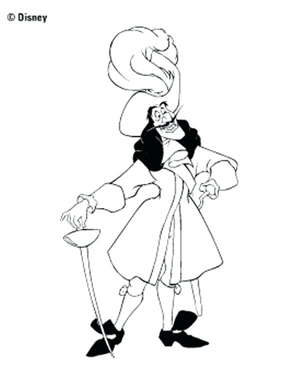 600x764 Disney Villain Coloring Pages Free Printable Captain Hook