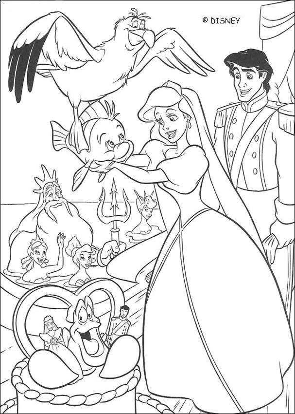 Ariel's Wedding Day Coloring Pages 607x850 Ariel's Wedding Day Coloring Pages