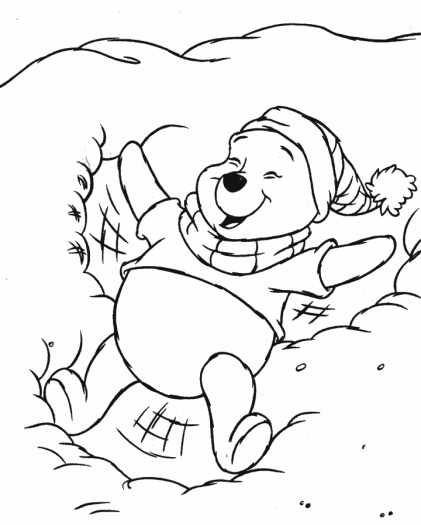 421x525 Disney Winter Coloring Pages Pooh In The Snow Coloring Page