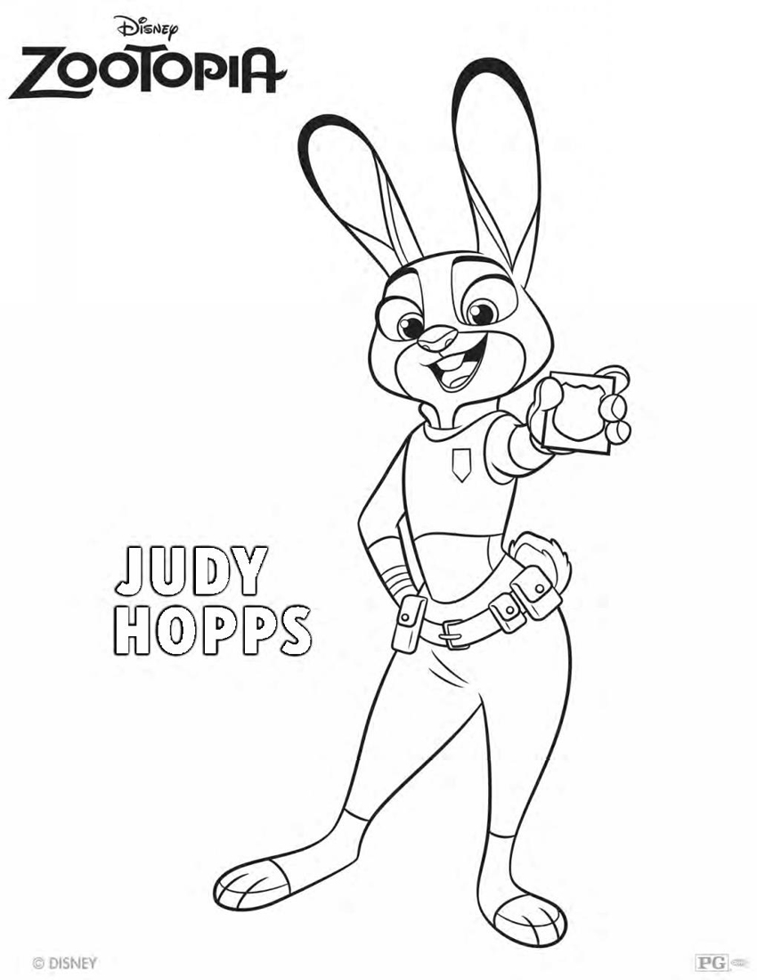 Zootopia Judy Hopps Coloring Page Central 850x1100 Zootopia Judy Hopps Coloring Page Central