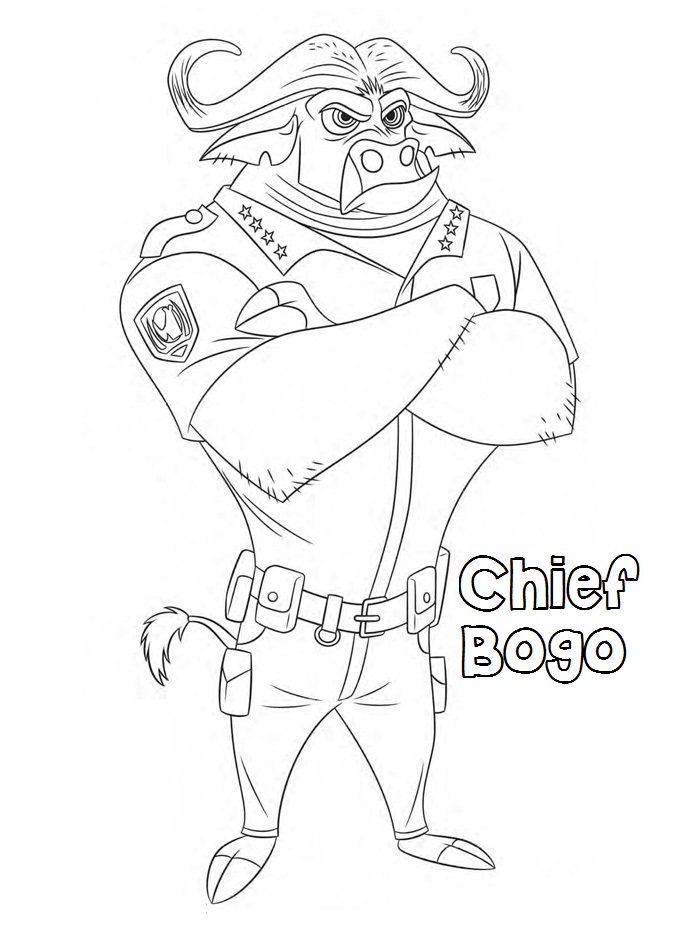 Zootopia Coloring Pages Chief Bogo For Kids 700x934 Zootopia Coloring Pages Chief Bogo For Kids