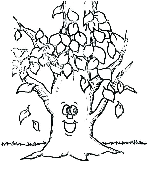 600x733 Autumn Leaf Coloring Pages Big Trees In Autumn With Fall Leaf