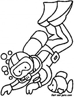 Print Out Mane Scuba Diving Coloring In Pages 256x338 Print Out Mane Scuba Diving Coloring In Pages