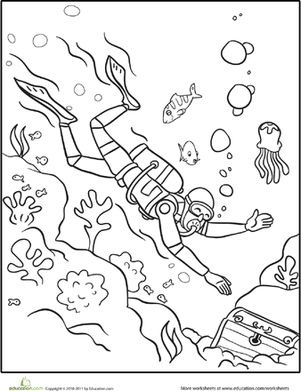 Scuba Diver Coloring Page Scubas 301x391 Scuba Diver Coloring Page Scubas