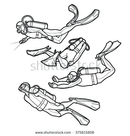 Scuba Diver Coloring Page Graphic Set Of Scuba Divers Drawn 450x470 Scuba Diver Coloring Page Graphic Set Of Scuba Divers Drawn