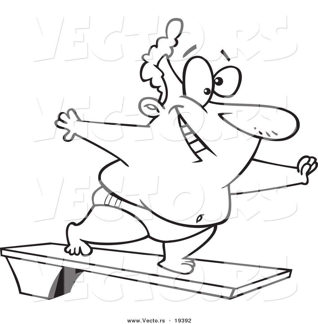 Vector Of A Cartoon Chubby Man On A Diving Board 1024x1044 Vector Of A Cartoon Chubby Man On A Diving Board