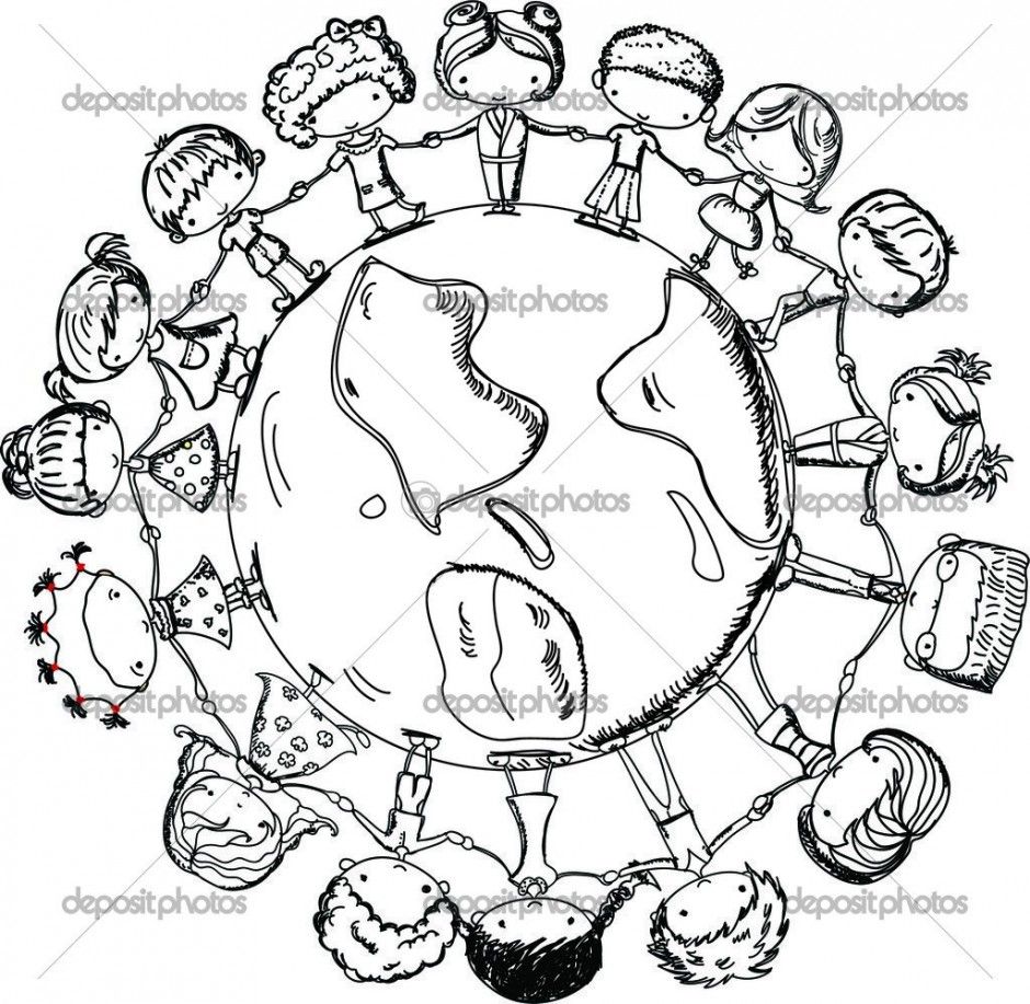 Children Holding Hands Around World Coloring Page, Cute Children 940x917 Children Holding Hands Around World Coloring Page, Cute Children