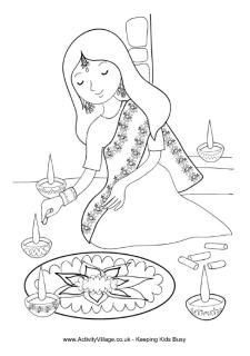 225x320 Loads Diwali Colouring Pages, Use To Help Tell The Story