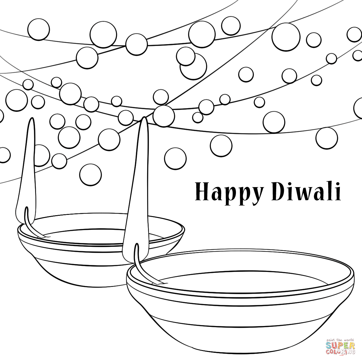 1186x1186 Happy Diwali Coloring Page Free Printable Pages Fine Colouring