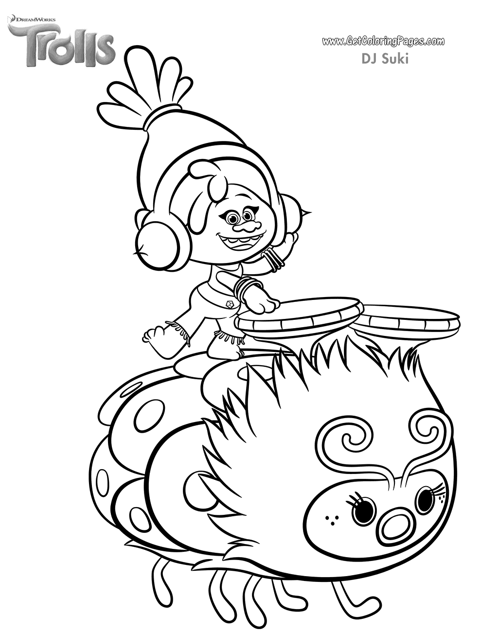 1024x1300 Dj Suki Coloring Page Of Trolls