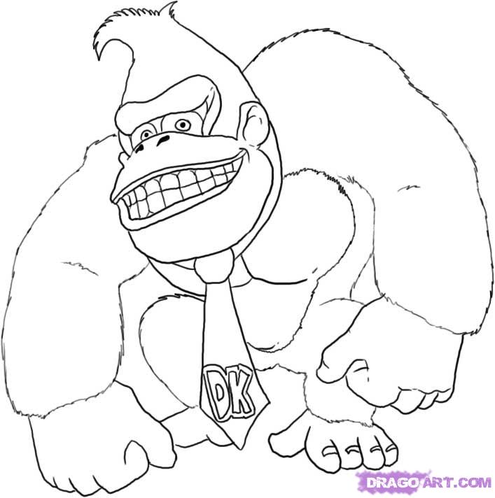 707x712 Dk Coloring Pages Donkey Kong Coloring Page Many Interesting