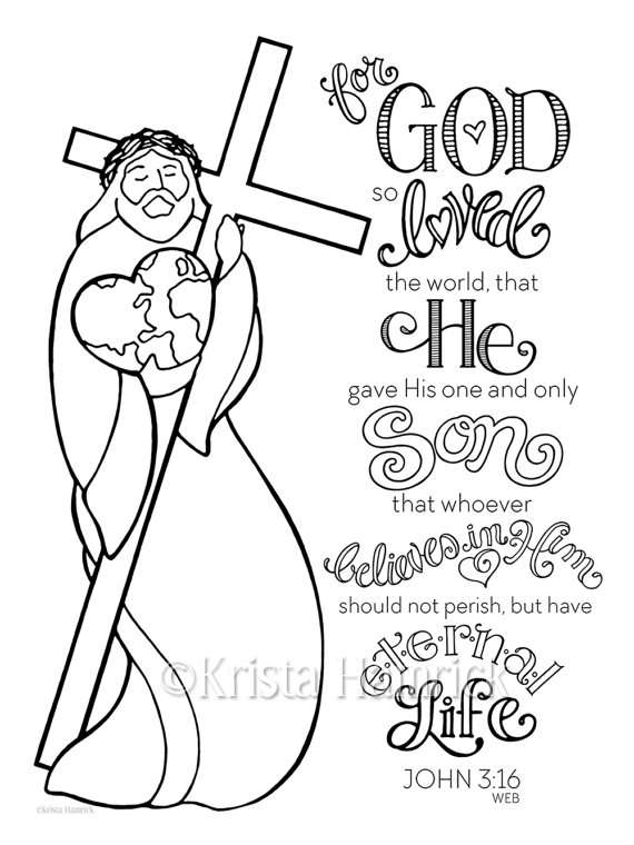 570x760 God So Loved The World Coloring Page 8.5x11 Bible