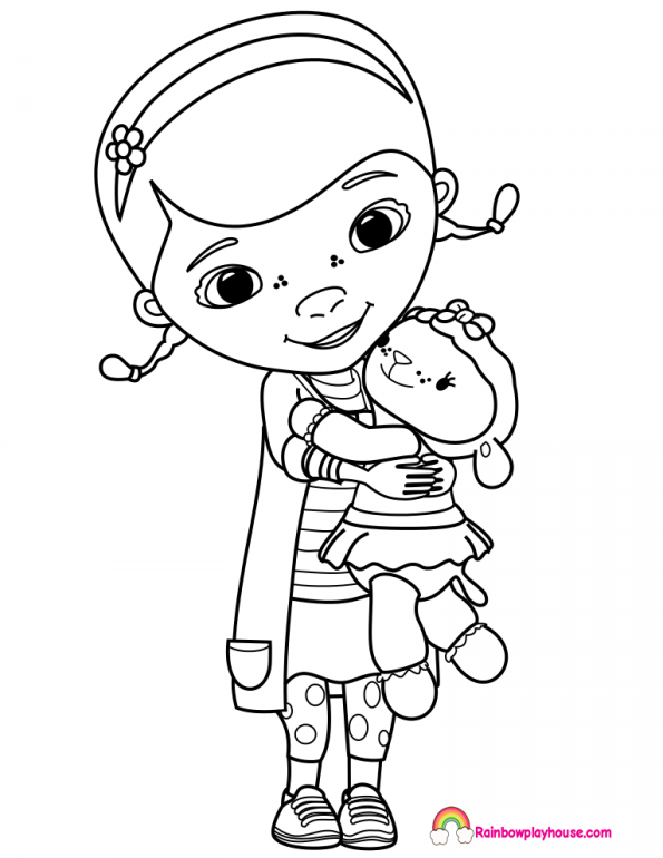 Doc Mcstuffins And Lambie Coloring Page 595x770 Doc Mcstuffins And Lambie Coloring Page