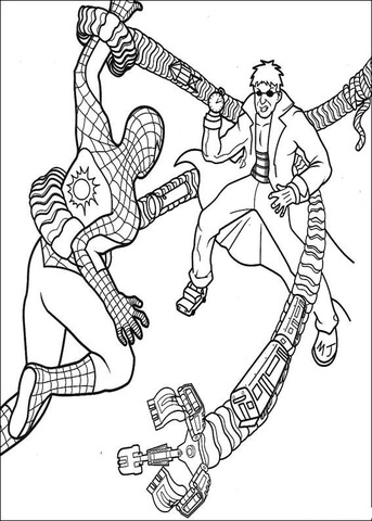343x480 Doc Ock Coloring Pages Spider Man And Doctor Octopus Coloring Page