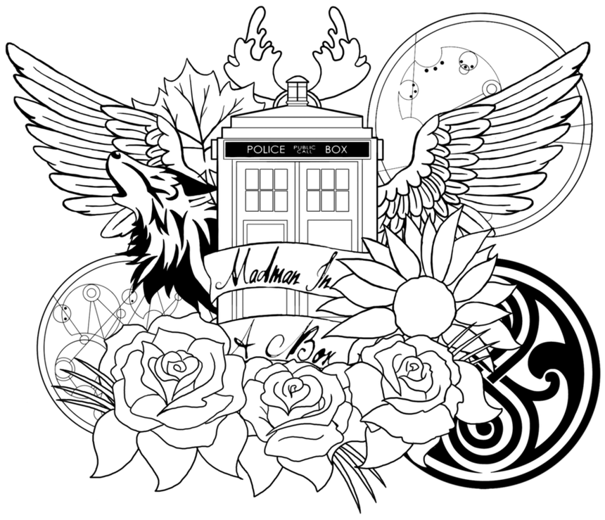 860x739 Tardis Coloring Page For My Girls Tardis, Dad