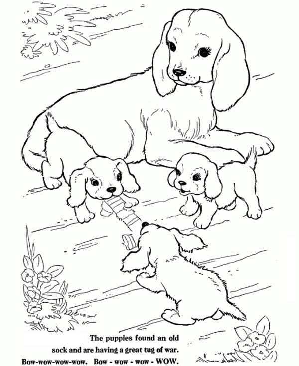 This Dog Is Watching Over Her Puppies Coloring Page 600x734 This Dog Is Watching Over Her Puppies Coloring Page