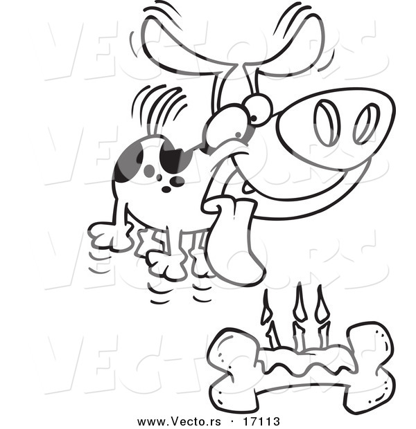 Vector Of A Cartoon Birthday Dog With A Bone Cake 600x620 Vector Of A Cartoon Birthday Dog With A Bone Cake