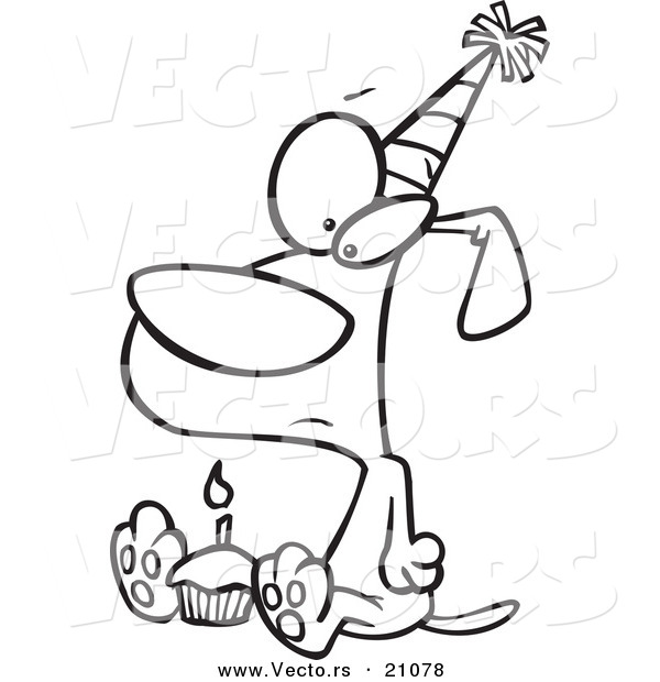 Vector Of A Cartoon Lonely Birthday Dog With A Cupcake 600x620 Vector Of A Cartoon Lonely Birthday Dog With A Cupcake