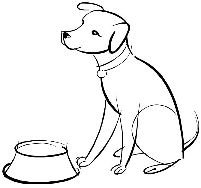 670x628 Dog Waiting For Food Coloring Page Dog