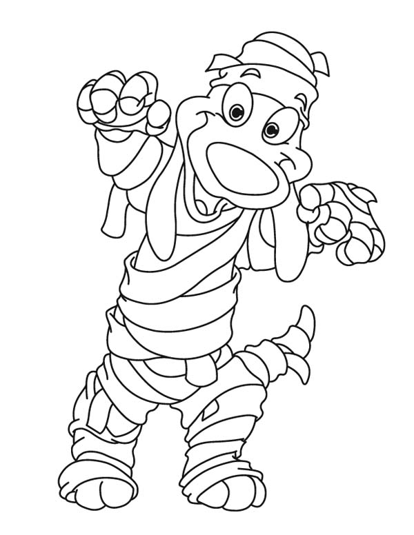 Funny Face Mummy Dog Free Coloring Page 600x776 Funny Face Mummy Dog Free Coloring Page