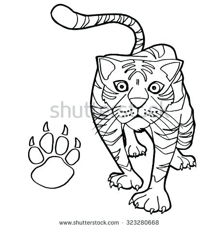 Paw Print Coloring Page Tiger With Paw Print Coloring Page Vector 450x470 Paw Print Coloring Page Tiger With Paw Print Coloring Page Vector