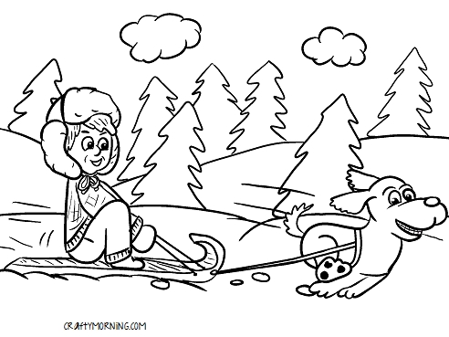 492x369 Sled Dog Coloring Pages