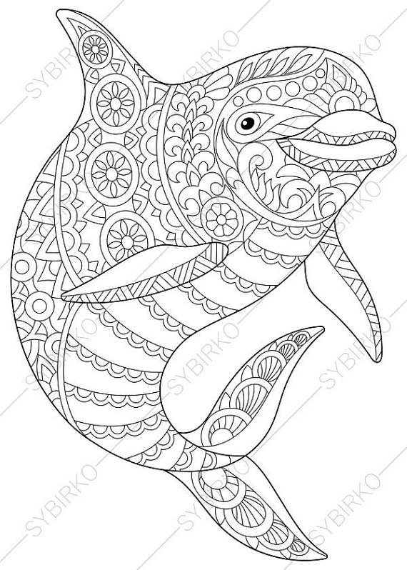 570x798 Successful Dolphin Coloring Pages For Adults Il 570xn 1106505578