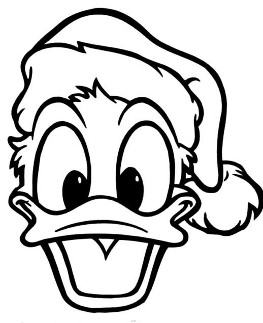 518x634 Donal Duck Head Wearing Christmas Hat Disney Coloring Pages
