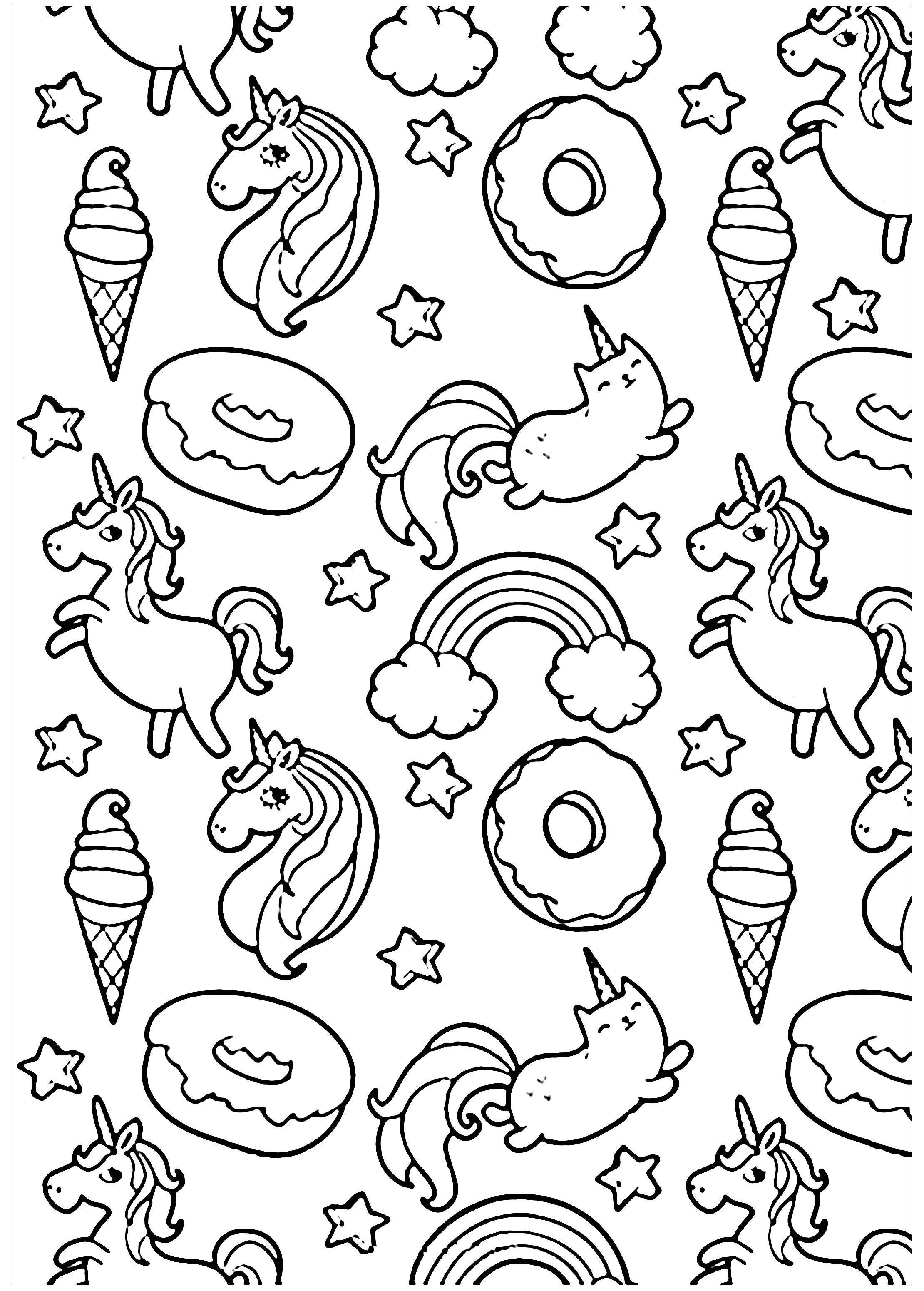 2220x3101 Pusheen Donuts And Unicorn Doodling Doodle Art Coloring Pages