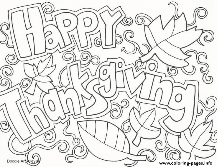 736x568 Happy Thanksgiving Adult Doodle Art Coloring Pages Printable