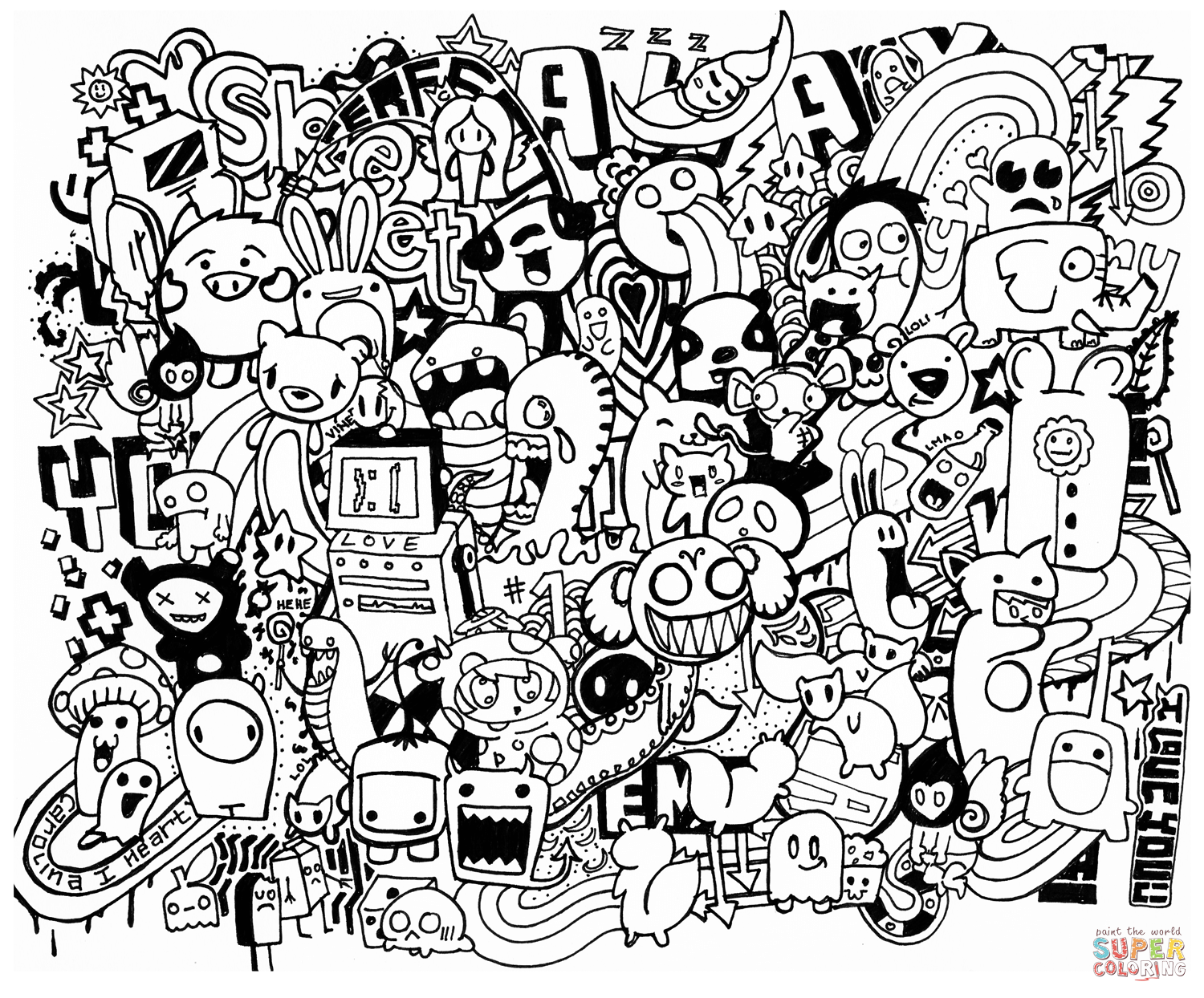 1500x1244 Doodle Coloring Pages Mash Up Page Free Printable Ribsvigyapan