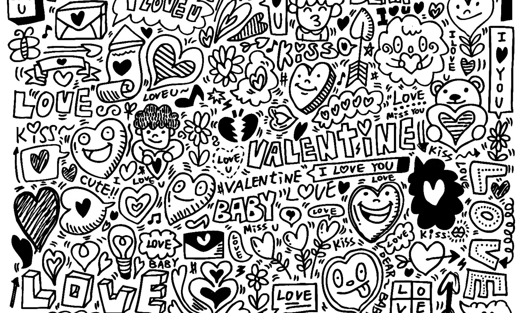 1800x1080 Doodle Coloring Pages To Download And Print For Adults Artistic