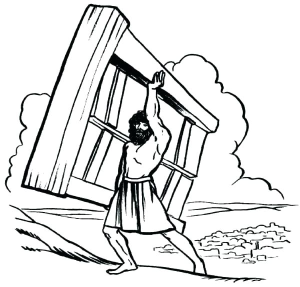 Samson Coloring Page And Coloring Page Lifting Heavy Wooden Door 600x574 Samson Coloring Page And Coloring Page Lifting Heavy Wooden Door