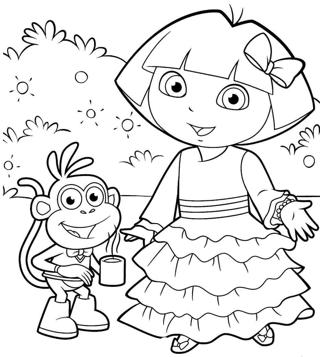 1107x1232 Exclusive Inspiration Dora The Explorer Coloring Pages 2 To Print