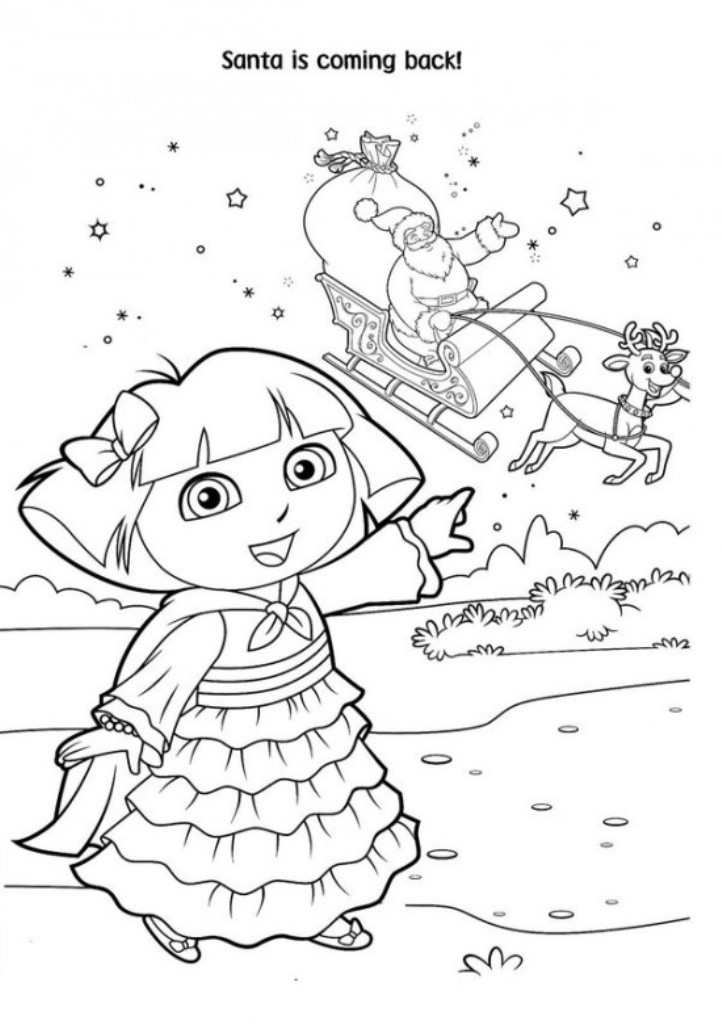 722x1024 Dora Christmas Coloring Pages