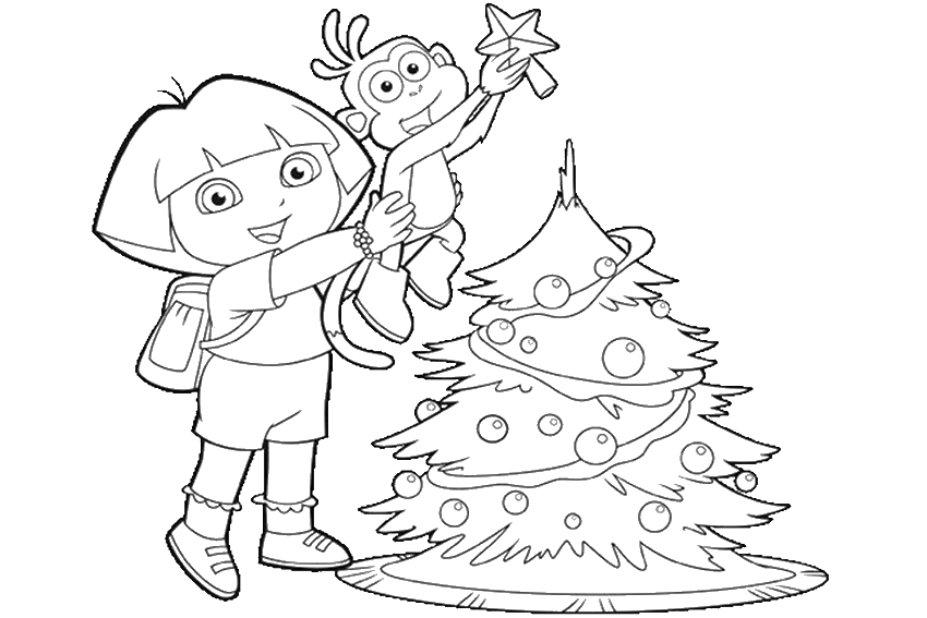 850x567 Christmas Coloring Pages Dora