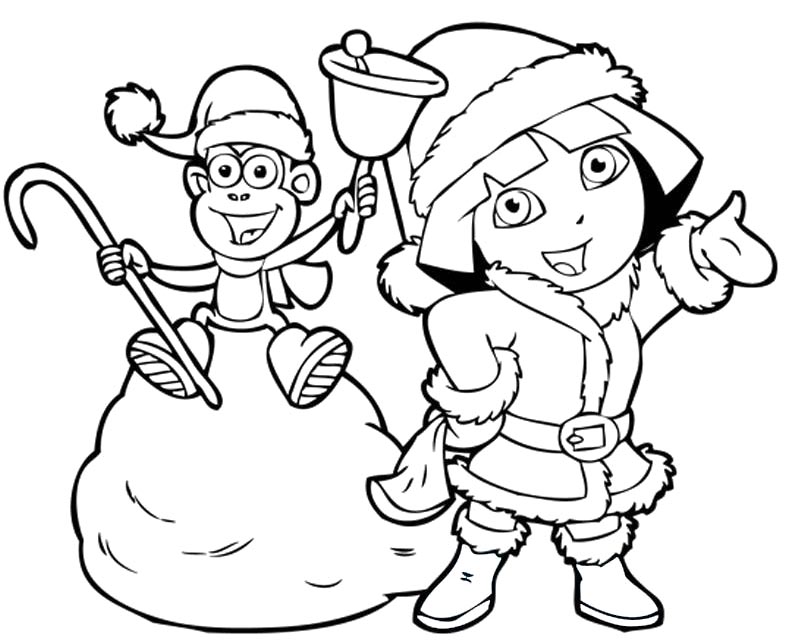 802x641 Christmas Coloring Pages Dora Dora Coloring Pages Christmas