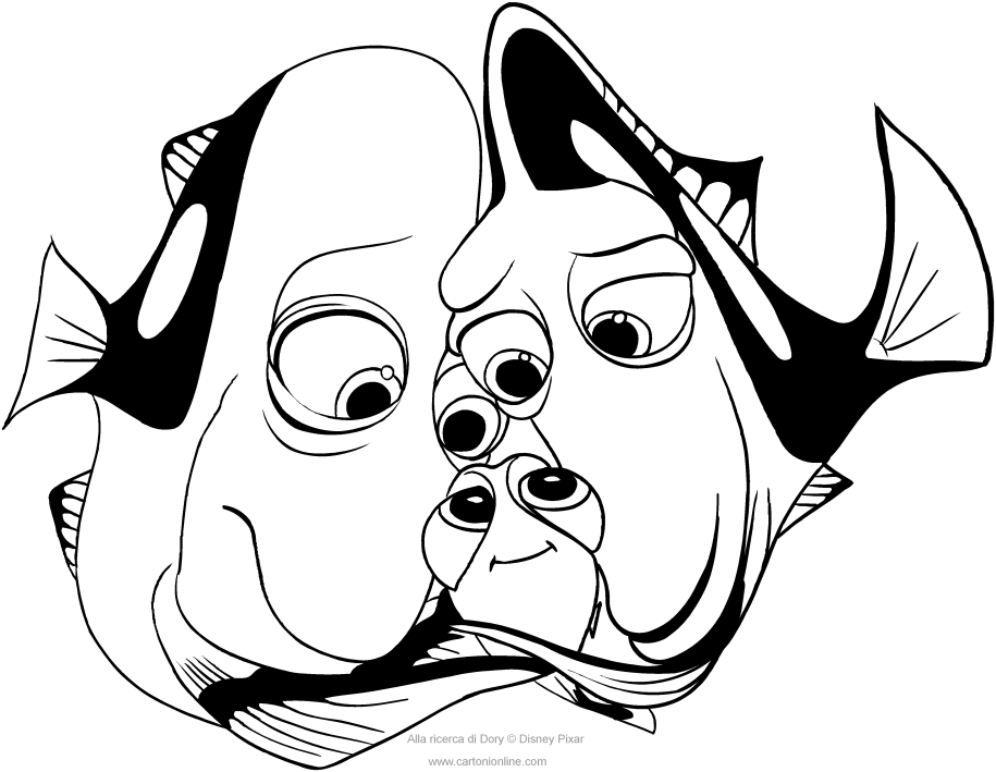 915x709 Charlie, Jenny And Dory (Finding Dory) Coloring Pages