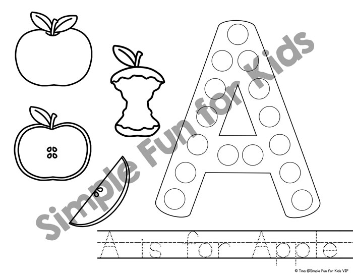 700x541 A Is For Apple Dot Marker Coloring Pages {Day 1 Of Apple