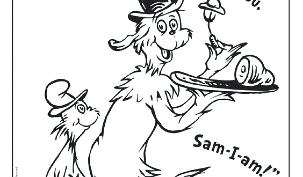 1024x600 Dr Seuss Thing 1 And 2 Coloring Sheets Pages Green Eggs Ham Line