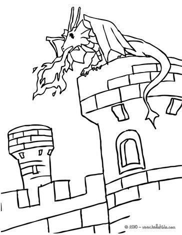 364x470 Dragon And Castle Coloring Pages Dragon On A Castle Tower Coloring