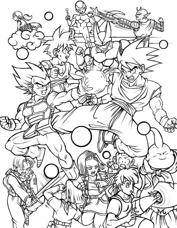 588x755 All Characters In Dragon Ball Z Free Printable Coloring Page