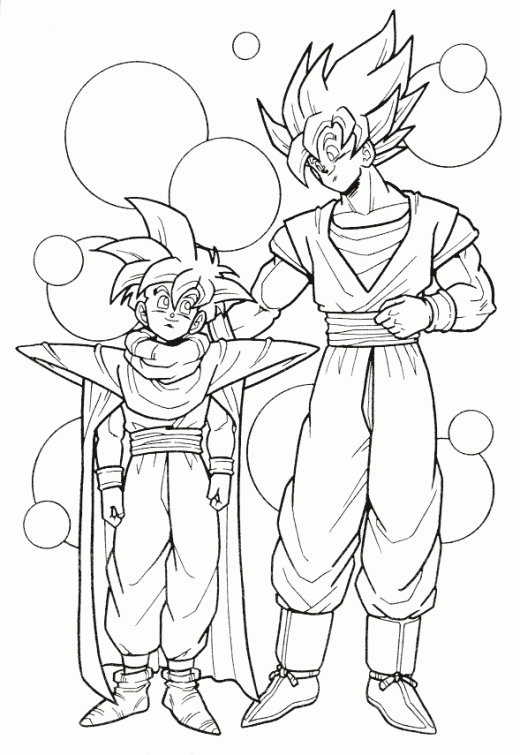 520x755 Dragon Ball Z Goku And Gohan Super Saiyan Coloring Page Japanese