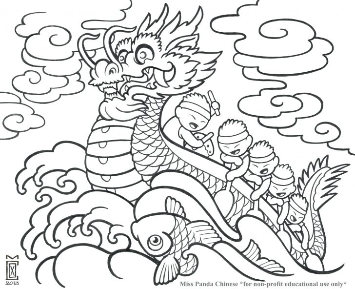 728x592 Coloring Pages Christmas Tree China Free Chinese Dragon Boat