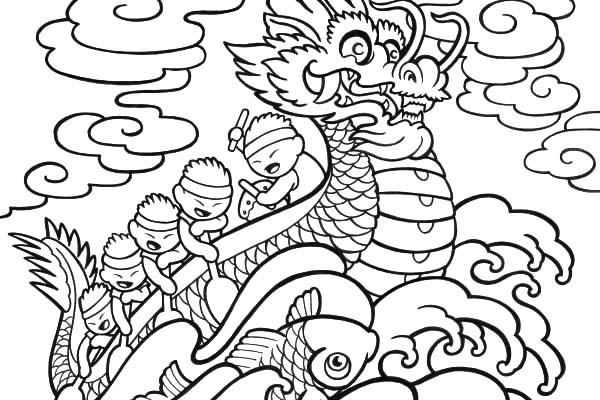 600x400 Chinese Dragon Boat Festival Coloring Pages