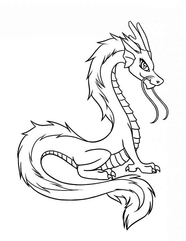600x777 Dragon, Chinese Dragon Illustration In Cartoon Coloring Page