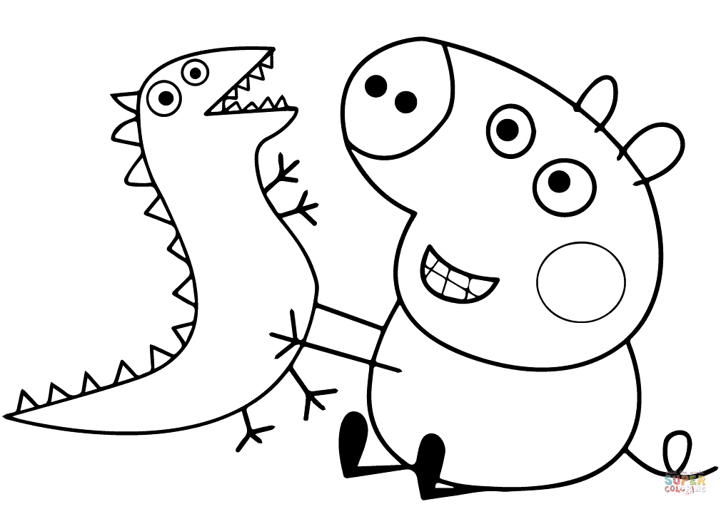 1010x714 George Pig Plays With Dragon Cartoon Coloring Page